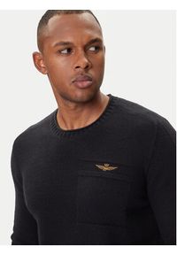 Aeronautica Militare Sweter 252MA1586UL00904 Czarny Regular Fit. Kolor: czarny. Materiał: bawełna #3