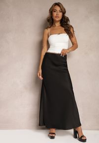 Renee - Czarna Satynowa Spódnica Maxi High Waist Formia. Stan: podwyższony. Kolor: czarny. Materiał: satyna