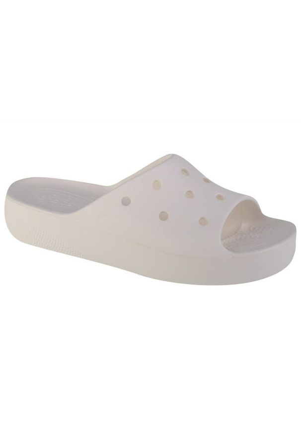 Klapki Crocs Classic Platform Slide W 208180-100 białe. Okazja: na co dzień. Kolor: biały. Materiał: materiał, guma. Obcas: na platformie. Styl: casual