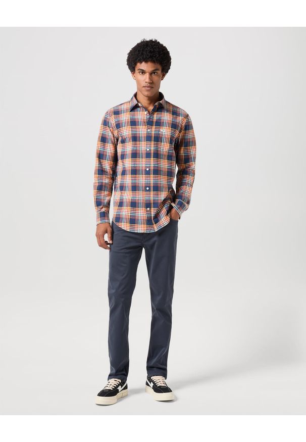 Wrangler - WRANGLER LS 1 PKT SHIRT MĘSKA KOSZULA W KRATĘ KRATA BLACK IRIS 112350495 W5A9016826