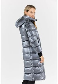 Hetrego - HETREGO Srebrny damski płaszcz puchowy z odpinanymi rękawami Summer, Rozmiar 38 EU - 42 IT. Kolor: srebrny. Materiał: puch #5