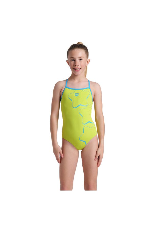 Arena - Strój kąpielowy dziewczęcy Star Graphic Swimsuit Lightdrop Back. Kolor: zielony