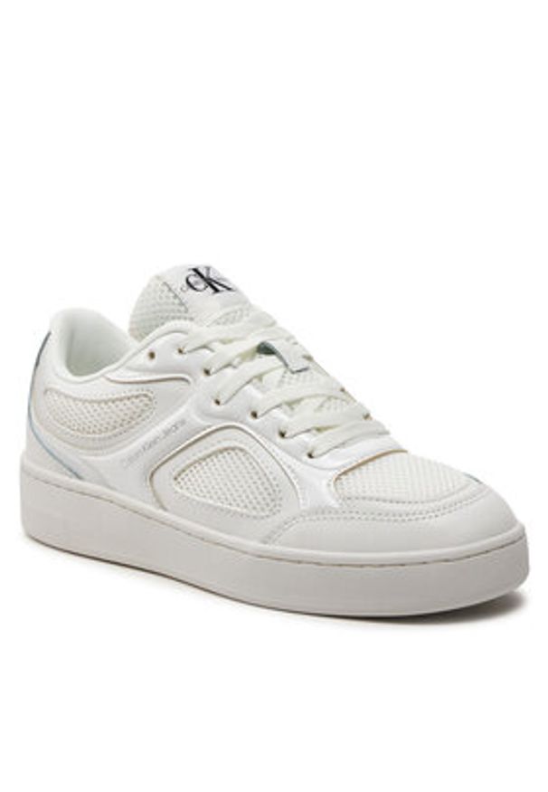 Calvin Klein Jeans Sneakersy Basket Cupsole Low Mix In Met YW0YW01387 Biały. Kolor: biały. Materiał: skóra