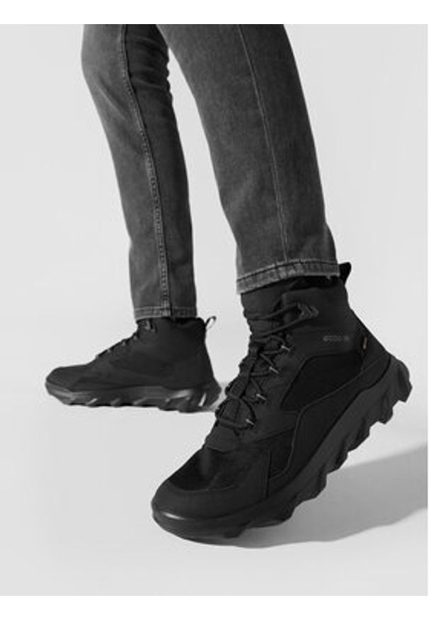 ecco - ECCO Trekkingi Mx Low Mid Gtx Tex GORE-TEX 82022451052 Czarny. Kolor: czarny. Materiał: materiał. Technologia: Gore-Tex. Sport: turystyka piesza