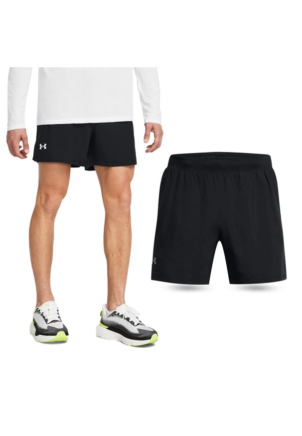 Under Armour - Spodenki fitness męskie UNDER ARMOUR Launch 5" Shorts Szorty. Kolor: czarny. Długość: krótkie. Sezon: lato. Sport: fitness