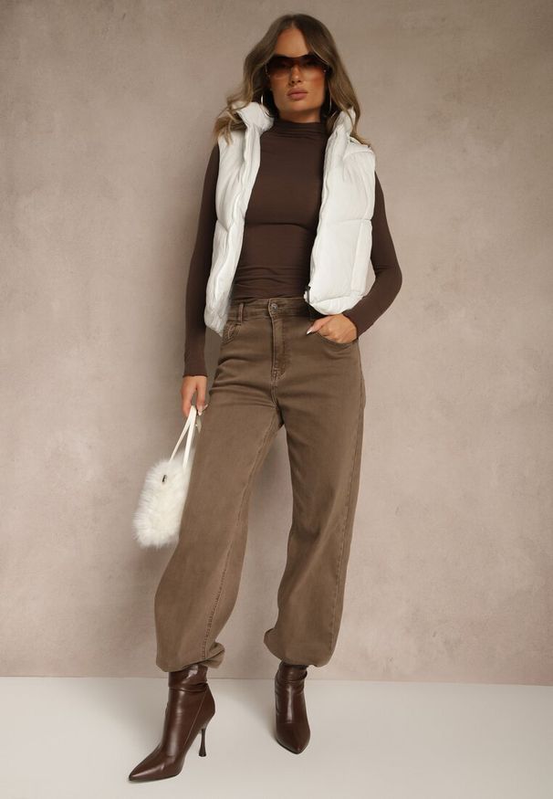 Renee - Biała Pikowana Kamizelka Casual z Kapturem Olanissa. Okazja: na co dzień. Typ kołnierza: kaptur. Kolor: biały. Materiał: poliester. Styl: casual