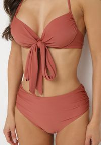 Born2be - Jasnobrązowe Bikini Biustonosz z Ozdobnym Wiązaniem i Majtki Figi Fevonellea. Kolor: brązowy. Wzór: aplikacja #6