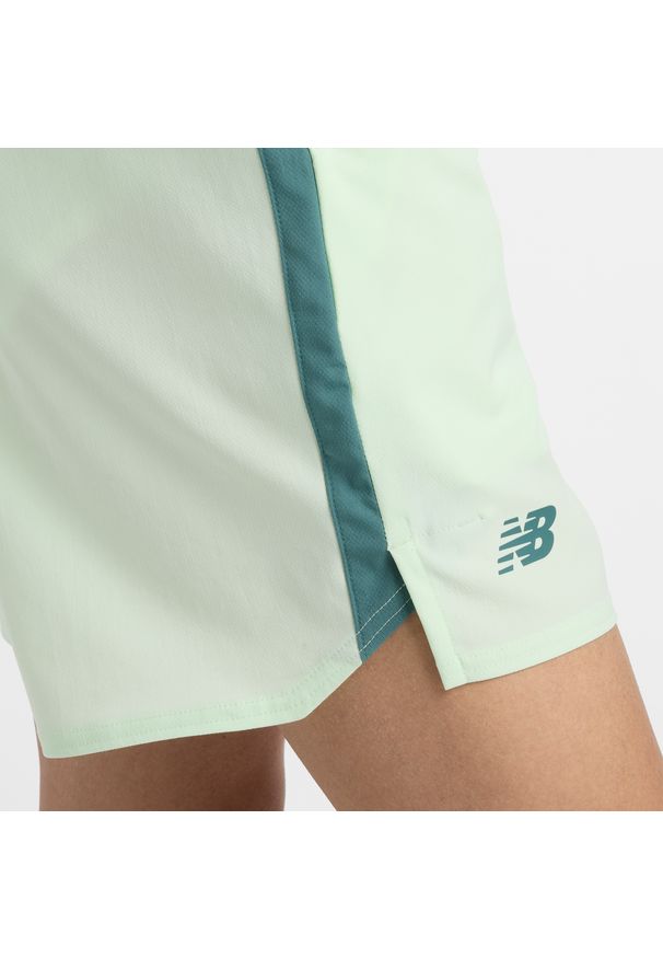 Spodenki męskie New Balance MS41401MEW – zielone. Kolor: zielony. Materiał: poliester, materiał. Sport: tenis