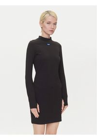 Hugo - HUGO Sukienka codzienna Nilla 50545016 Czarny Slim Fit. Okazja: na co dzień. Kolor: czarny. Materiał: bawełna. Typ sukienki: proste. Styl: casual