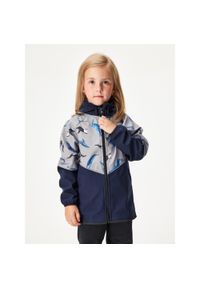 UNUO - Dziecięca kurtka softshell z polarem Slim, Tm. Niebiesko-czarny, Szary, Wieloryb. Kolor: niebieski. Materiał: materiał, poliester, softshell. Sezon: jesień, wiosna