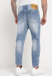 Born2be - Niebieskie Jeansy Skinny z Przeszyciami z Kieszeniami i Suwakiem Skili. Kolor: niebieski. Wzór: aplikacja #5