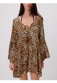 Reserved - Narzutka plażowa z wiskozy - brązowy. Okazja: na plażę. Kolor: brązowy. Materiał: wiskoza #1