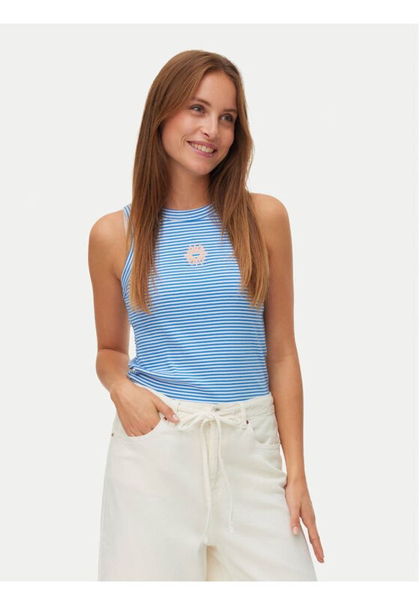Vero Moda Top Nira 10341982 Niebieski Slim Fit. Kolor: niebieski. Materiał: bawełna