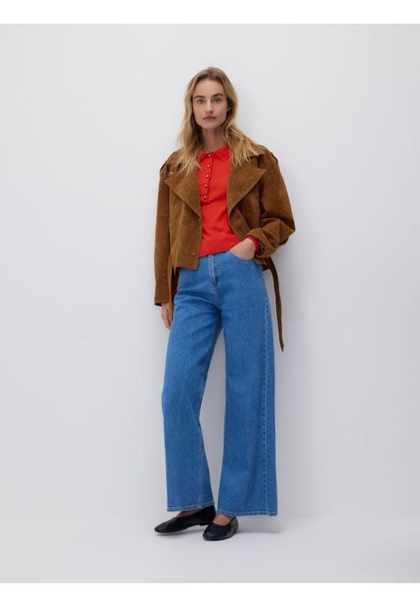 Reserved - Sweter z wełną - czerwony. Kolor: czerwony. Materiał: wełna