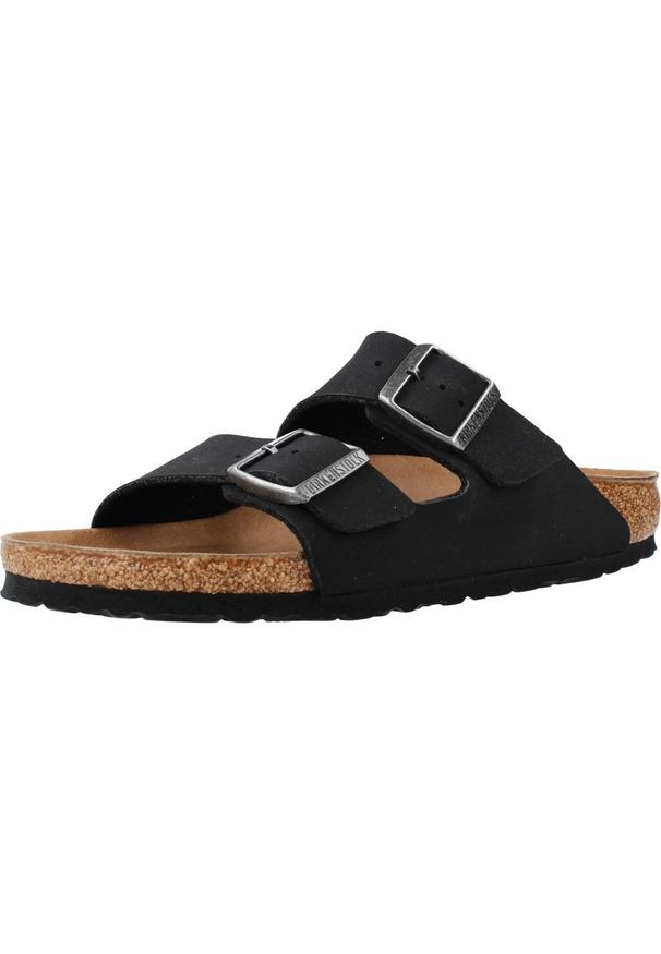 Klapki damskie Birkenstock Arizona. Zapięcie: bez zapięcia. Kolor: czarny. Materiał: syntetyk, materiał. Szerokość cholewki: normalna. Sport: turystyka piesza, pływanie, fitness