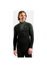 Bielizna termoaktywna z długim rękawem Odlo BL TOP turtle neck l/s half zip. Kolor: zielony. Długość rękawa: długi rękaw. Długość: długie. Sport: bieganie #1