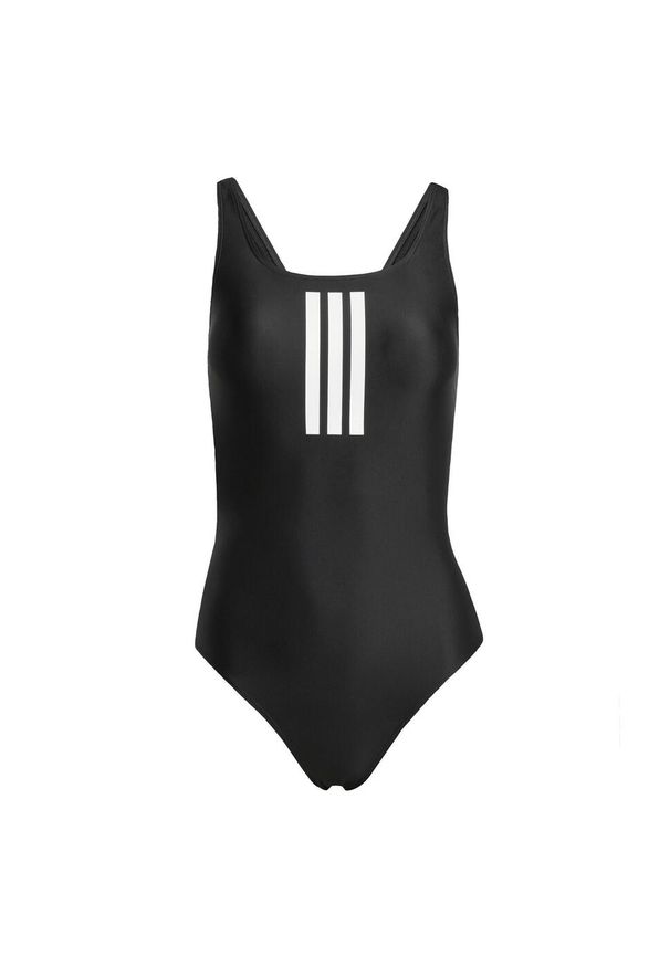 Adidas - Strój do pływania 3-Stripes V-Back. Kolor: biały, wielokolorowy, czarny. Materiał: materiał