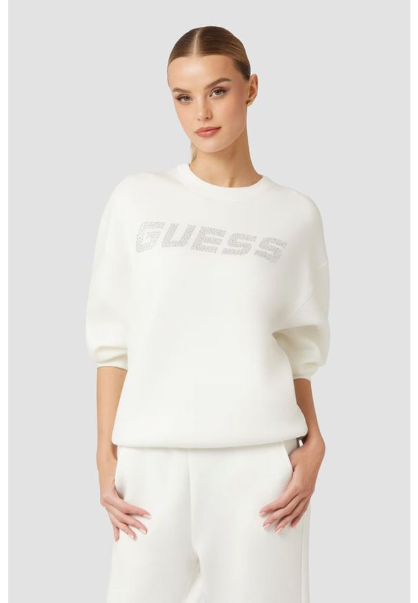 Guess - GUESS Damska bluza w kolorze ecru Cecilia. Kolor: beżowy