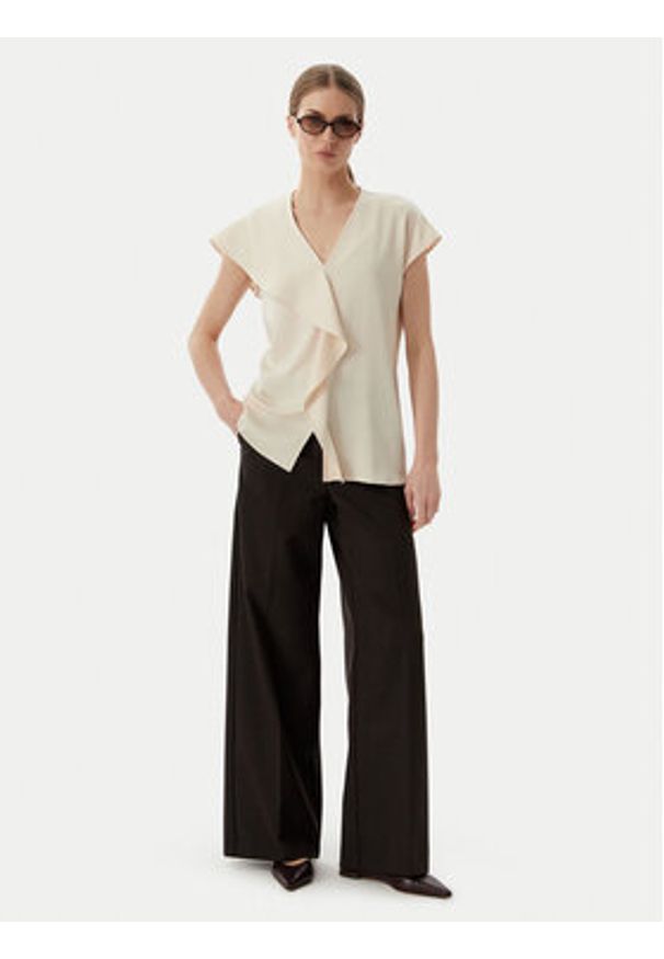 Marella Bluzka Cono 2613161122 Beżowy Regular Fit. Kolor: beżowy. Materiał: acetat