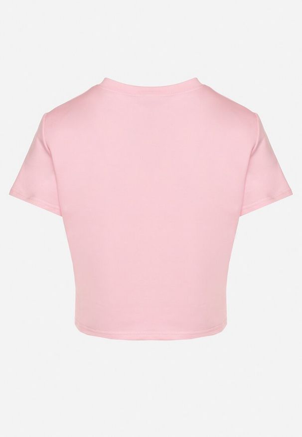Born2be - Różowy T-shirt z Bawełny o Krótkim Kroju Galarina. Okazja: na co dzień. Kolor: różowy. Materiał: bawełna. Długość: krótkie. Styl: elegancki, casual, klasyczny
