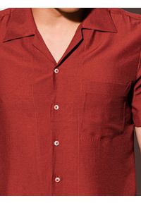 Ombre Clothing - Koszula męska z krótkim rękawem - ceglasta K561 - L. Kolor: czerwony. Materiał: wiskoza. Długość rękawa: krótki rękaw. Długość: krótkie #4