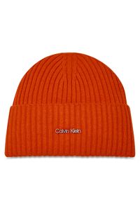 Calvin Klein Czapka Ck Must Logo Beanie K60K611401 Pomarańczowy. Kolor: pomarańczowy. Materiał: materiał #1