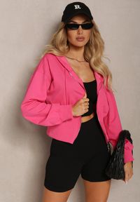 Renee - Fuksjowa Taliowana Bluza z Kapturem Zapinana na Zamek Błyskawiczny Vireapa. Typ kołnierza: kaptur. Kolor: różowy. Styl: klasyczny