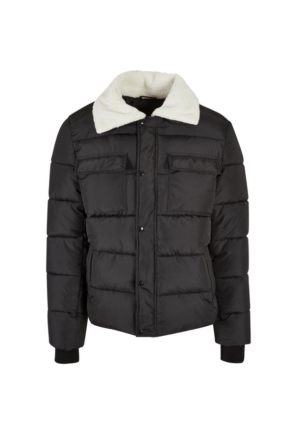 Kurtka puchowa z kołnierzem Sherpa Urban Classics. Kolor: czarny. Materiał: puch