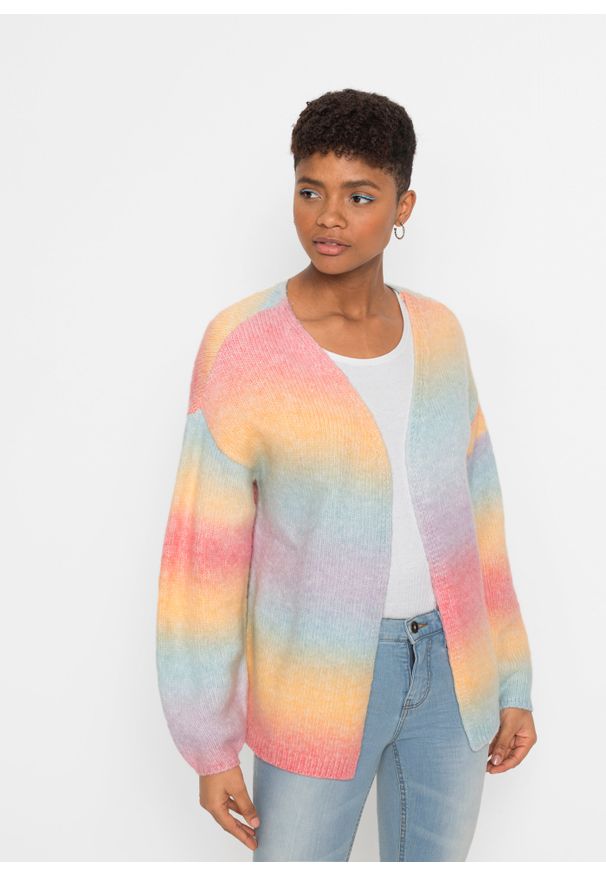 bonprix - Sweter bez zapięcia oversized. Kolor: niebieski. Styl: elegancki