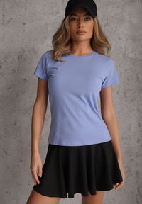 Renee - Niebieski T-shirt Kahlisiphe. Okazja: do domu, na co dzień. Kolor: niebieski. Materiał: bawełna, dzianina. Długość rękawa: krótki rękaw. Długość: krótkie. Styl: wakacyjny, casual #5
