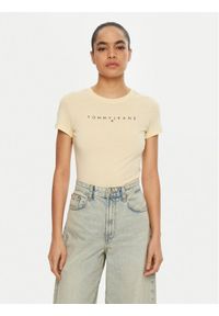 Tommy Jeans T-Shirt Linear DW0DW18398 Żółty Slim Fit. Kolor: żółty. Materiał: bawełna #1
