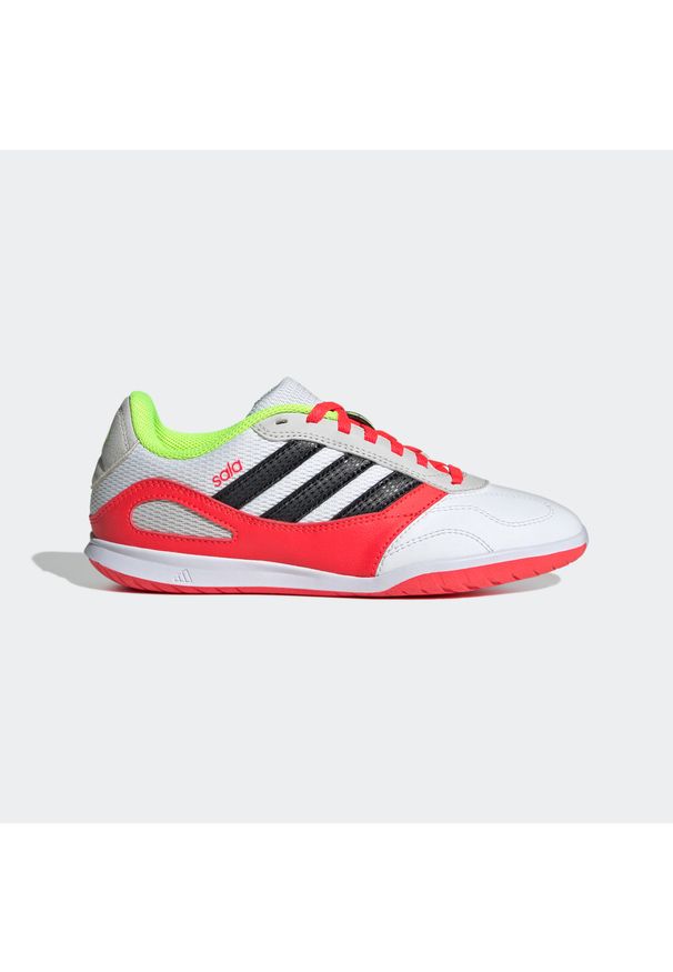 Adidas - Buty halowe do piłki nożnej halowej dla dzieci ADIDAS Super Sala Futsal. Kolor: czerwony, biały, wielokolorowy. Materiał: syntetyk, kauczuk. Szerokość cholewki: normalna. Sport: piłka nożna