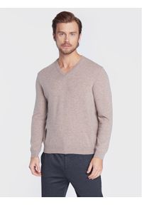 United Colors of Benetton - United Colors Of Benetton Sweter 1002U4407 Beżowy Regular Fit. Kolor: beżowy. Materiał: wełna