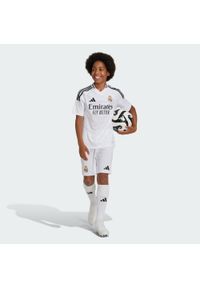 Adidas - Szorty Real Madrid 24/25 Home Kids. Kolor: biały. Materiał: materiał. Sport: piłka nożna