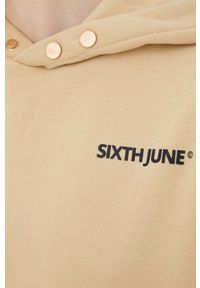 Sixth June bluza kolor beżowy z kapturem z nadrukiem. Typ kołnierza: kaptur. Kolor: beżowy. Długość: krótkie. Wzór: nadruk