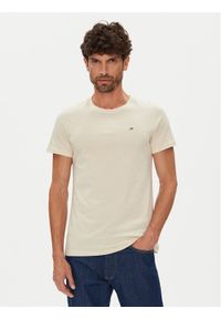 Tommy Jeans T-Shirt DM0DM04411 Beżowy Slim Fit. Kolor: beżowy. Materiał: bawełna