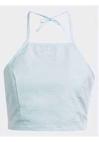 Adidas - adidas Top adicolor Classics Poplin HL9307 Błękitny Slim Fit. Kolor: niebieski. Materiał: bawełna