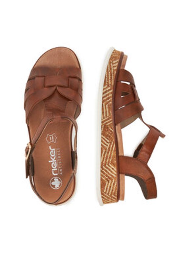 Rieker Sandały W0853-24 Brązowy. Kolor: brązowy. Materiał: skóra