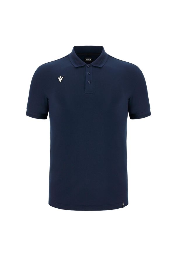 Polo Macron Athleisure SCE Lindos. Typ kołnierza: polo. Kolor: niebieski. Styl: sportowy
