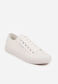 Renee - Białe Casualowe Trampki w Stylu Basic Tulipmeadow. Okazja: na co dzień. Kolor: biały. Materiał: jeans, skóra, koronka. Styl: casual #5