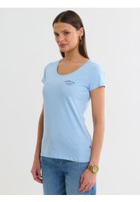 Big-Star - Koszulka damska z nadrukiem na piersi błękitna Nika 416. Kolor: niebieski. Materiał: bawełna, tkanina. Wzór: nadruk. Sezon: wiosna, lato #5