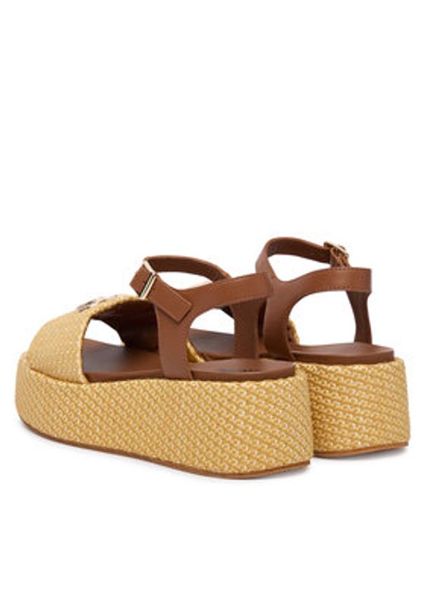 Love Moschino - LOVE MOSCHINO Sandały JA16127I0OJR610B Beżowy. Kolor: beżowy. Materiał: materiał