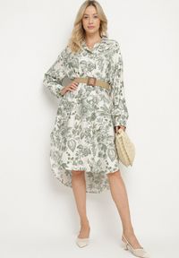 Born2be - Zielona Wiskozowa Sukienka Koszulowa w Kwiaty Varvesa. Okazja: na co dzień. Typ kołnierza: kołnierzyk klasyczny. Kolor: zielony. Materiał: wiskoza. Długość rękawa: długi rękaw. Wzór: kwiaty. Typ sukienki: koszulowe. Styl: klasyczny, casual, elegancki #7