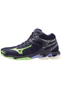 Buty do siatkówki Mizuno Wave Voltage Mid V1GA216511 niebieskie. Kolor: niebieski. Szerokość cholewki: normalna. Model: Mizuno Wave. Sport: siatkówka