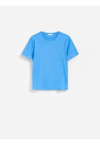 Reserved - Bawełniany t-shirt - jasnoniebieski. Kolor: niebieski. Materiał: bawełna. Wzór: gładki #1