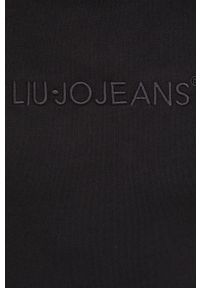 Liu Jo bluza bawełniana męska kolor czarny z kapturem z aplikacją. Typ kołnierza: kaptur. Kolor: czarny. Materiał: bawełna. Wzór: aplikacja