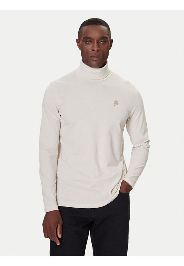 Karl Lagerfeld - KARL LAGERFELD Golf 755023 554226 Beżowy Regular Fit. Typ kołnierza: golf. Kolor: beżowy. Materiał: bawełna
