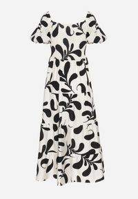 Born2be - Czarna Rozkloszowana Sukienka z Elastyczną Górą i Bufiastymi Rękawami Orrivene. Okazja: na co dzień. Typ kołnierza: dekolt kwadratowy. Kolor: czarny. Typ sukienki: proste. Styl: casual, elegancki #2