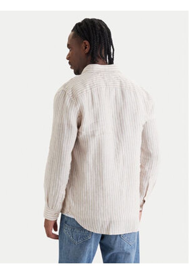 TOMMY HILFIGER - Tommy Hilfiger Koszula Bengal MW0MW42400 Beżowy Regular Fit. Kolor: beżowy. Materiał: len