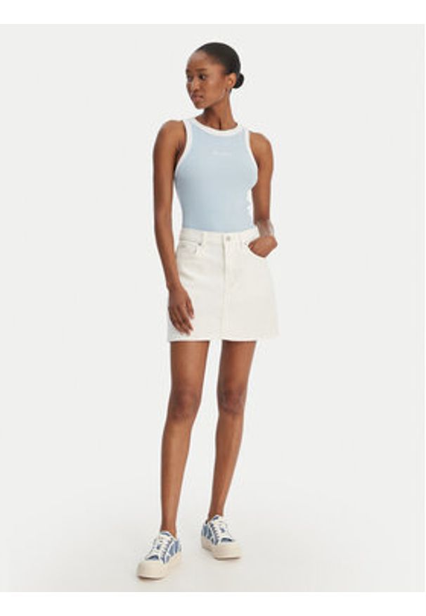 Guess Jeans Spódnica jeansowa W6RD0Q D6521 Biały Regular Fit. Kolor: biały. Materiał: bawełna